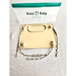Busy Baby Silicone NEW Suction Placemat w/ Toy Tethers Tan Neutral Travel Sleeve